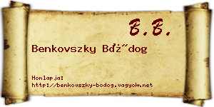 Benkovszky Bódog névjegykártya